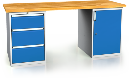 Pracovní stůl alcera PROFI - deska - kontejner - kontejner 880 x 2000 x 700